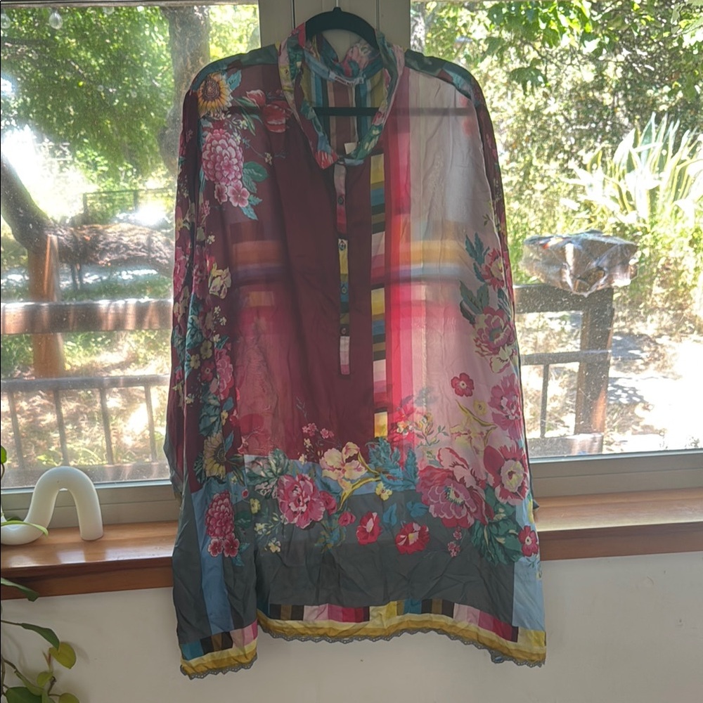 Johnny Was Floral Sheer Tunic
